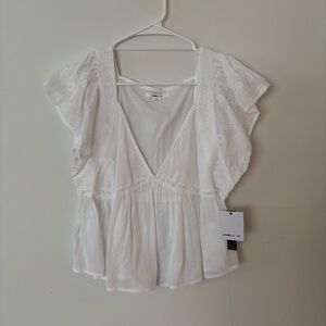 brand new! o’neill white lace eyelet v neck boho crop blouse top
